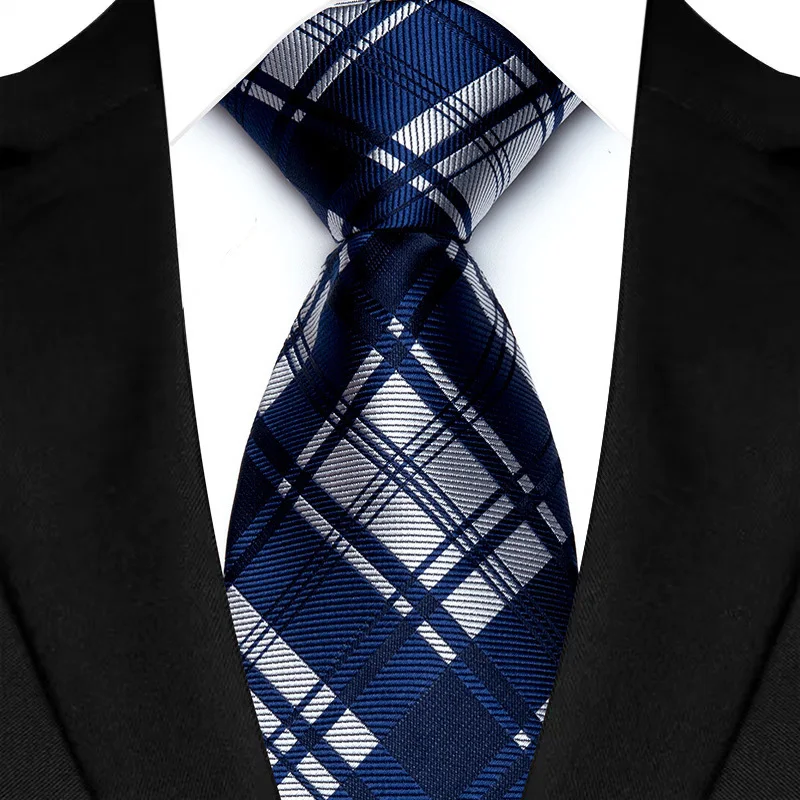 Luxury Men's Necktie 8cm Navy Blue Color Tie Jacquard Neck Ties for Man Business Wedding Party Gift - Image 9