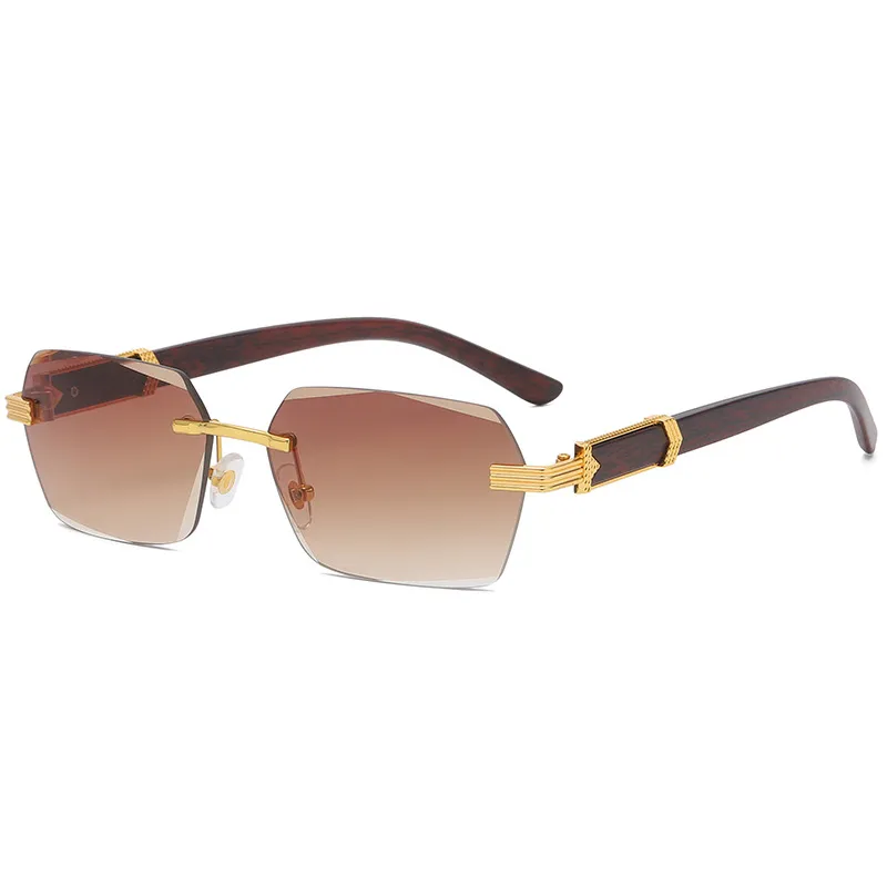 Luxury Rimless Square Sunglasses Man Brand Designer Frameless Gradient Sun Glasses Woman Fashion Vintage Wooden Oculos De Sol - Image 12