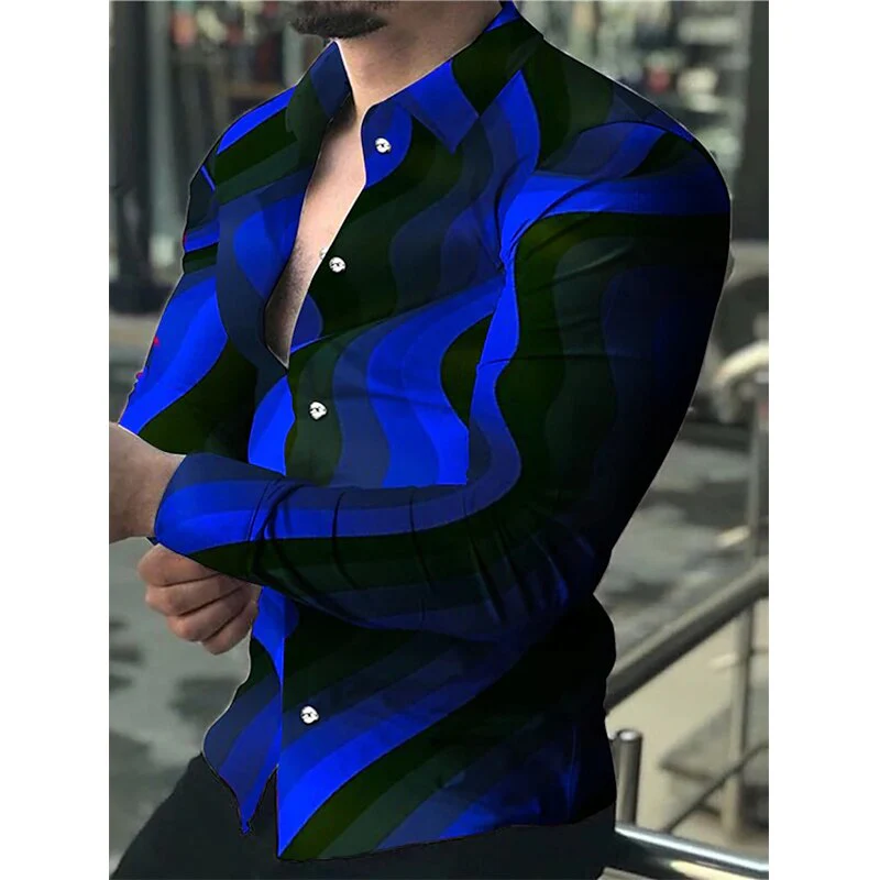 Luxury Social Men Shirts Turn-down Collar Buttoned Shirt Casual Lattice Print Long Sleeve Tops Men's Clothes Club Prom Cardigan - Image 10