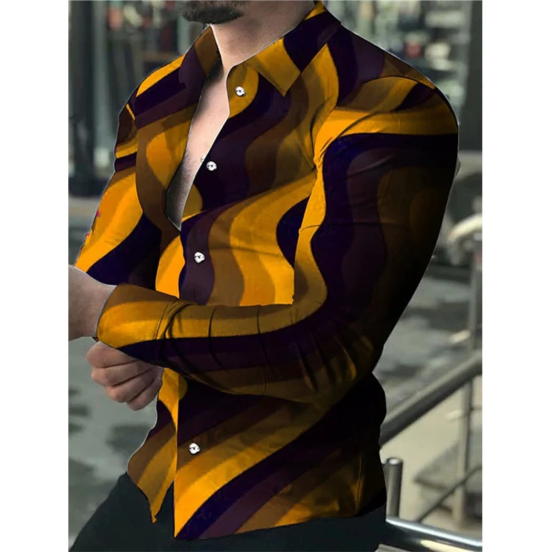 Luxury Social Men Shirts Turn-down Collar Buttoned Shirt Casual Lattice Print Long Sleeve Tops Men's Clothes Club Prom Cardigan - Image 12