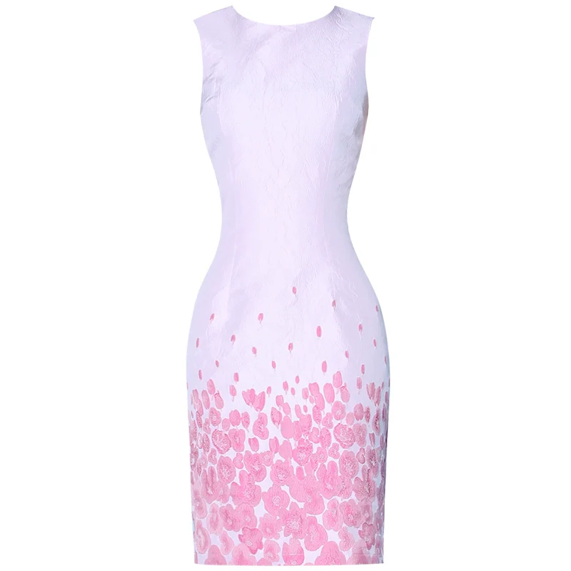 Luxury Socialite Floral round Neck Sleeveless Gradient Dress - Image 5