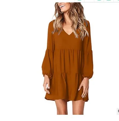 LUZHEN Women Summer Tunic Dress V Neck Casual Loose Flowy Swing Shift Dresses - Image 8