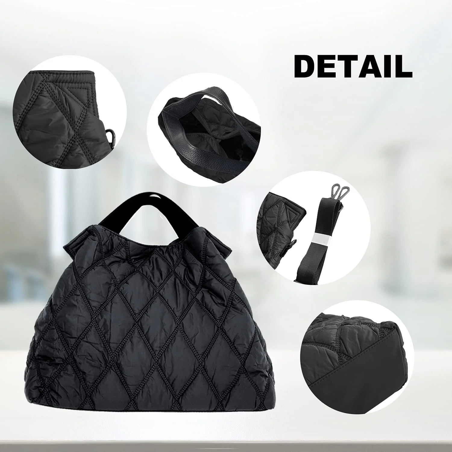 MABULA Women Quilted Winter Down Padded Nylon Shoulder Bag Female Large Capacity Tote Handbags Fashion 2021 New Satchels - Image 7