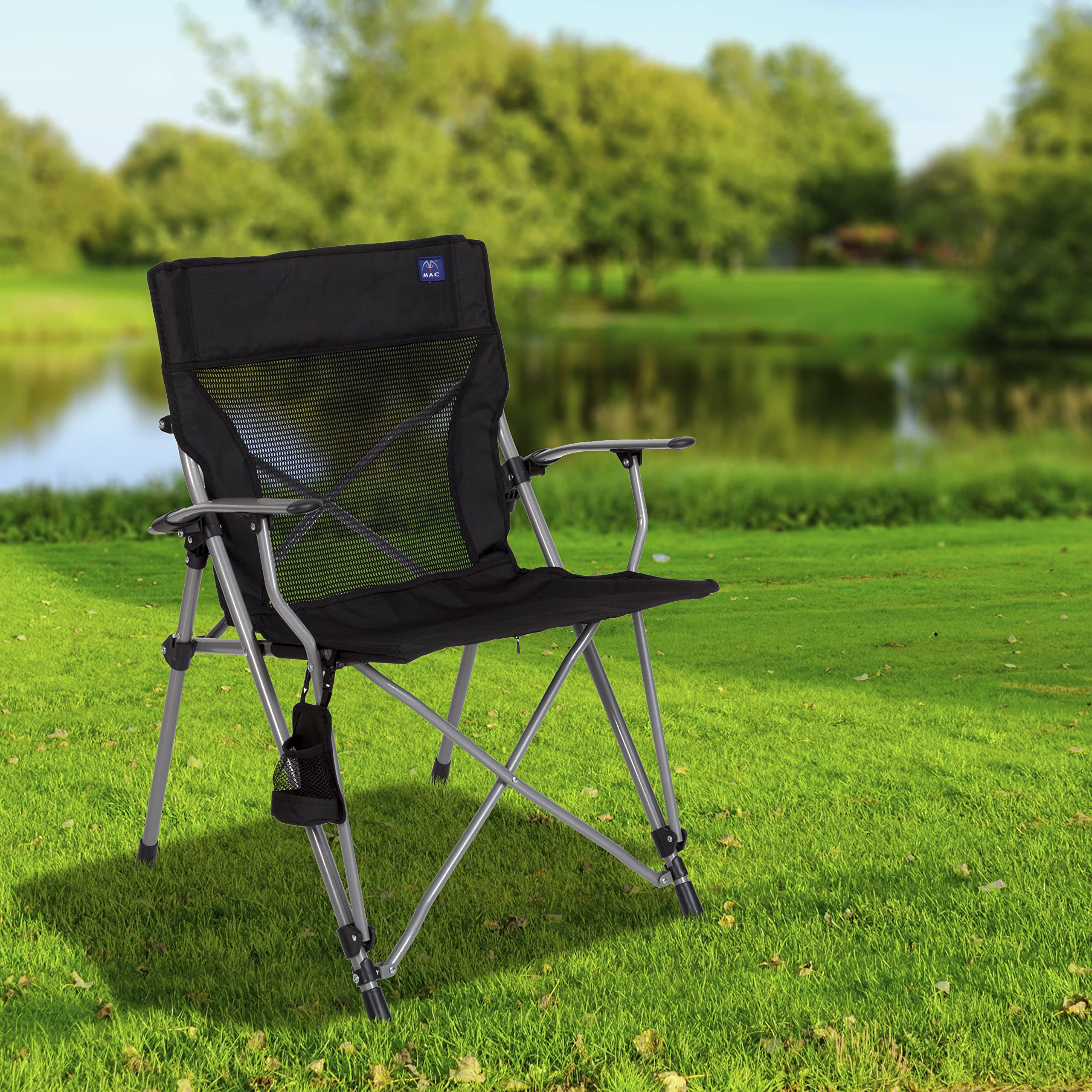 MACSPORTS Mesh Outdoor Camping Carry Bag, Black Hardarm Folding Chair - Image 2