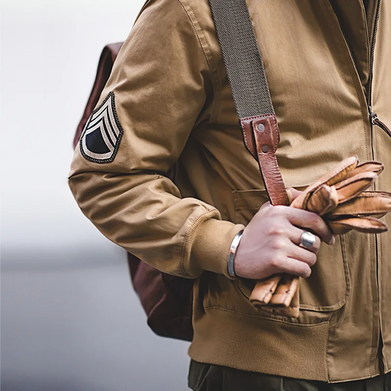 Maden M1942 Men’s Jackets Brown Military Flight Bomber Tank Coat Vintage Pilot Aviator Monocycle Jacket Collar Men Clothing - Image 3