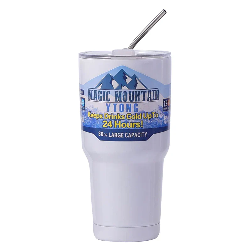 Magic Stainless Steel Freeze Thermos Cup with Straw Ice Coffee Drink Vacuum Insulated Bottle Car Travel Outdoor Mountain Cup - Image 7