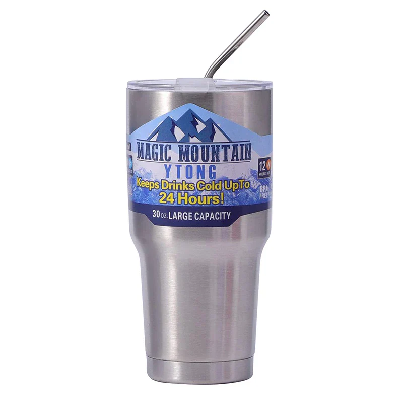 Magic Stainless Steel Freeze Thermos Cup with Straw Ice Coffee Drink Vacuum Insulated Bottle Car Travel Outdoor Mountain Cup - Image 9