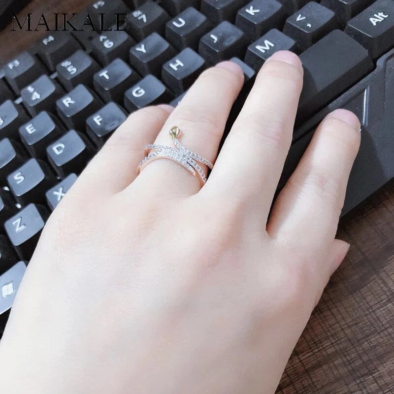 MAIKALE Unique Design Luxury Snake Rings AAA Zirconia Cobra Finger Ring Gold Silver Color Big Rings for Women Punk Party Jewelry - Image 3