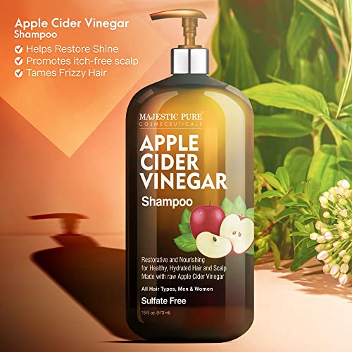 MAJESTIC PURE Apple Cider Vinegar Shampoo - Restores Shine & Reduces Itchy Scalp, Dandruff & Frizz - Sulfate Free, for All Hair Types, Men and Women - 16 fl oz - Image 5