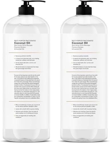 Majestic Pure Fractionated Coconut Oil - Relaxing Massage Oil, Liquid Carrier for Diluting Essential Oils Skin, Lip, Body & Hair Moisturizer Softener 16 fl oz Set of 2 - Image 10
