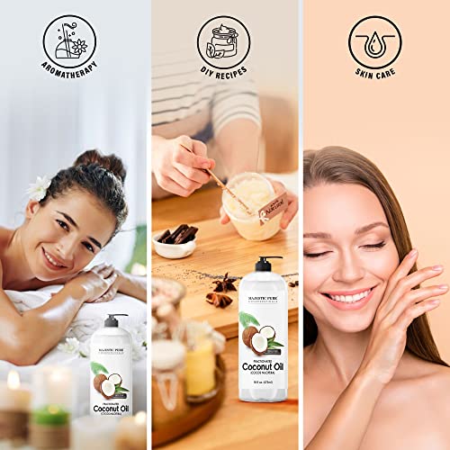 Majestic Pure Fractionated Coconut Oil - Relaxing Massage Oil, Liquid Carrier for Diluting Essential Oils Skin, Lip, Body & Hair Moisturizer Softener 16 fl oz Set of 2 - Image 6