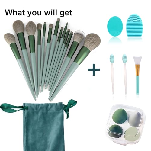Makeup Brushes 22 Pcs Makeup Kit,Foundation Brush Eyeshadow Brush Make up Brushes Set (Green, 22 Piece Set) - Image 2