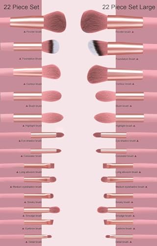 Makeup Brushes 22 Pcs Makeup Kit,Foundation Brush Eyeshadow Brush Make up Brushes Set (Pink, 22 Piece Set) - Image 5