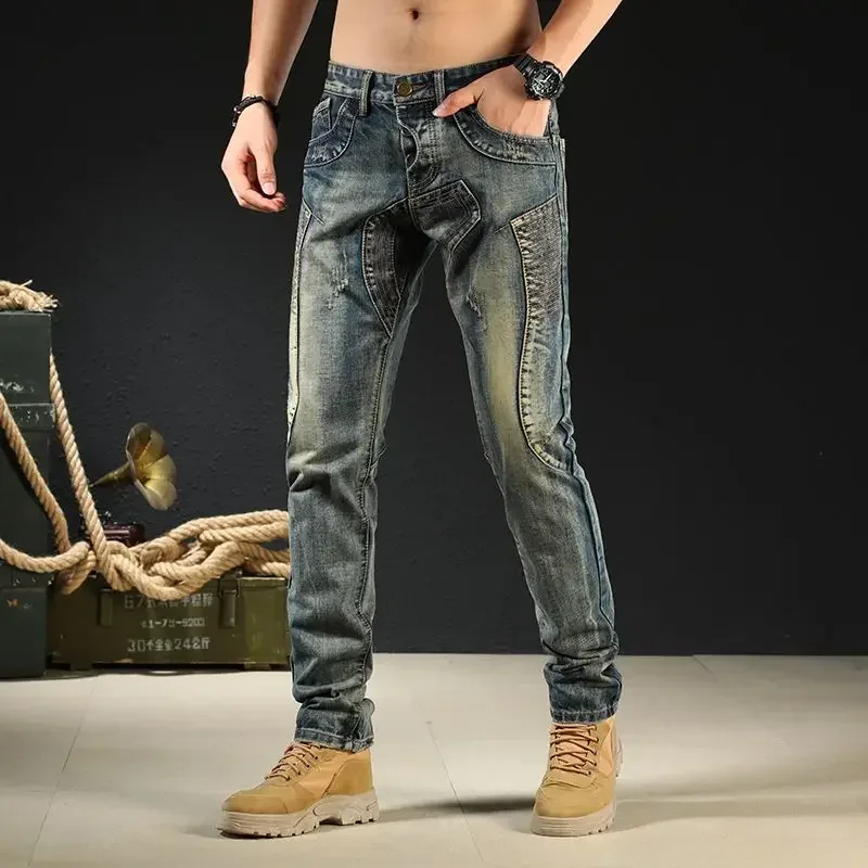 Male Cowboy Pants Skinny Low Rise Jeans for Men Motorcycle Slim Fit Trousers 90s Streetwear Straight Tight Pipe Retro Casual Xs - Image 10