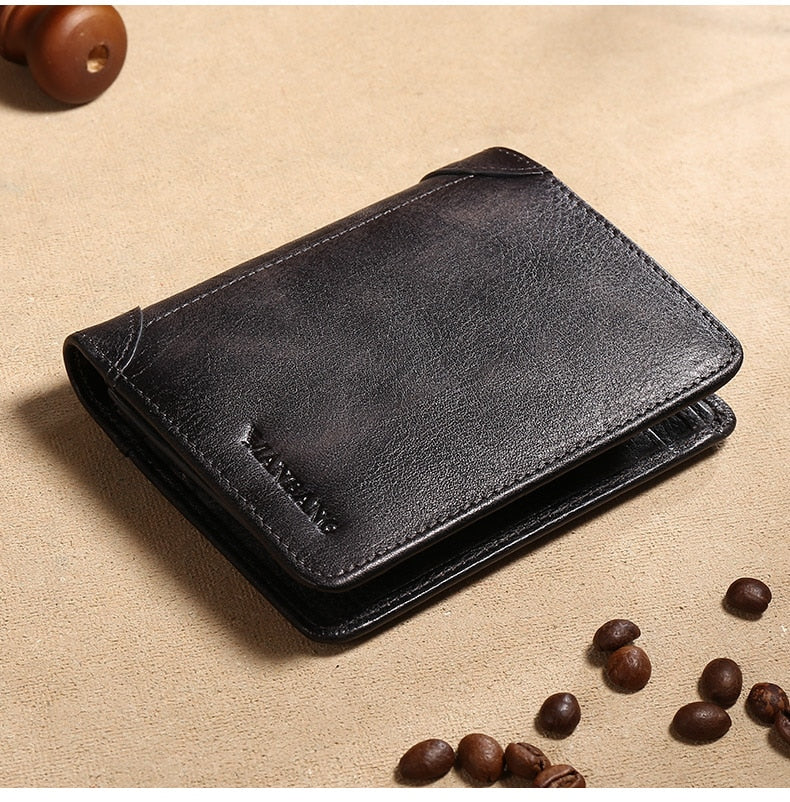 ManBang Male Genuine Leather Wallets Men Wallet Credit Business Card Holders Vintage Brown Leather Wallet Purses High Quality - Image 2