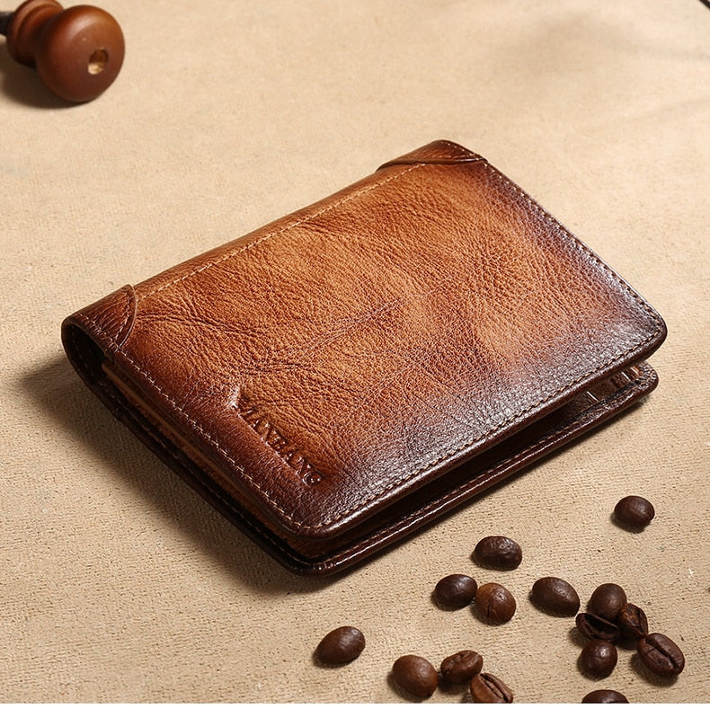 ManBang Male Genuine Leather Wallets Men Wallet Credit Business Card Holders Vintage Brown Leather Wallet Purses High Quality - Image 3