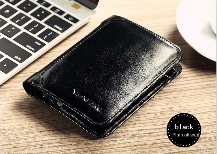 ManBang Male Genuine Leather Wallets Men Wallet Credit Business Card Holders Vintage Brown Leather Wallet Purses High Quality - Image 4