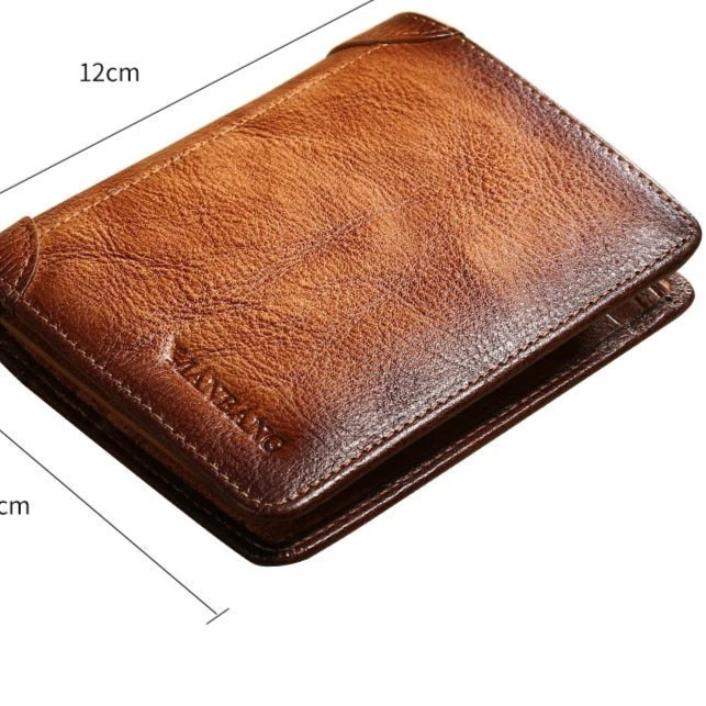 ManBang Male Genuine Leather Wallets Men Wallet Credit Business Card Holders Vintage Brown Leather Wallet Purses High Quality - Image 6