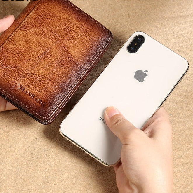 ManBang Male Genuine Leather Wallets Men Wallet Credit Business Card Holders Vintage Brown Leather Wallet Purses High Quality - Image 7