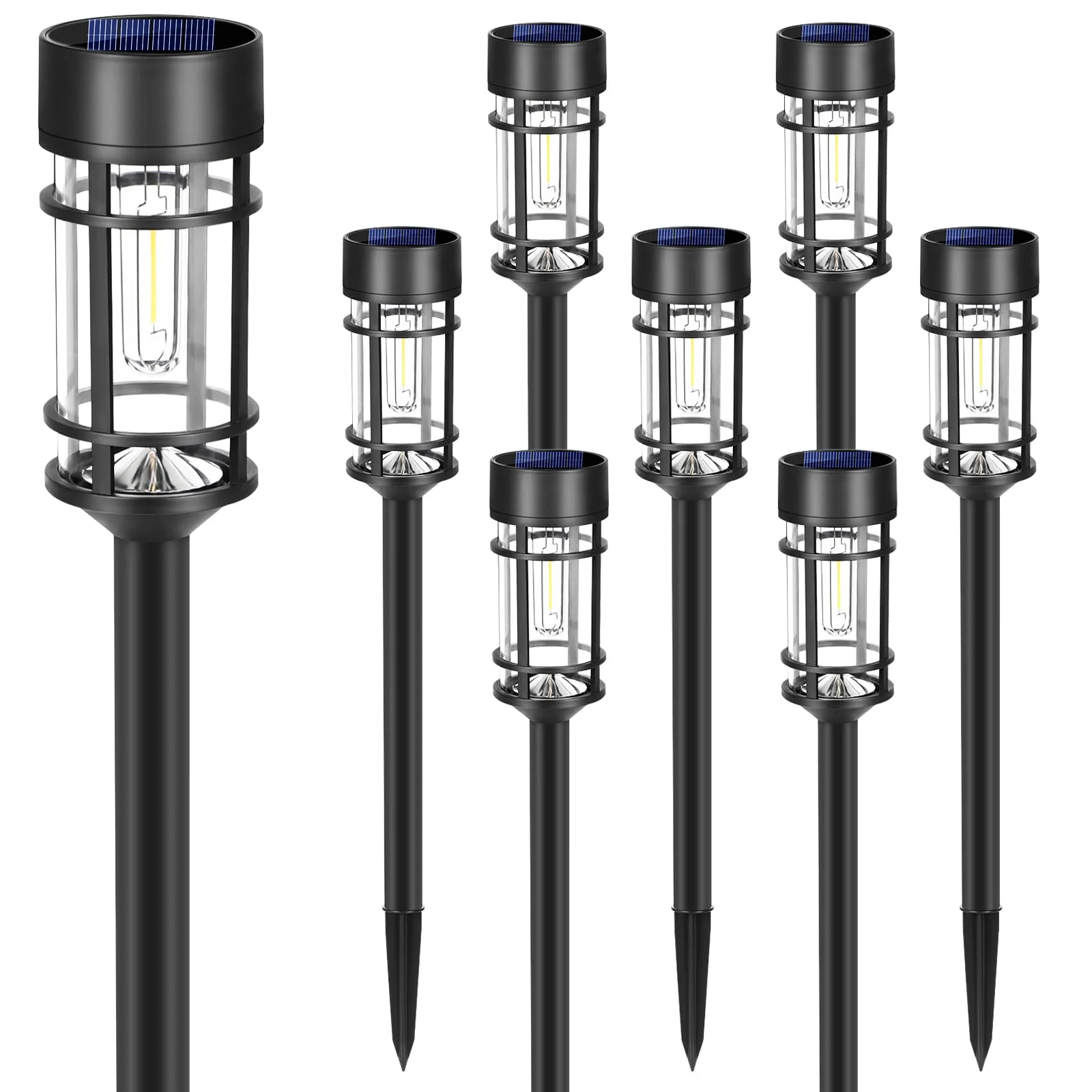 Mancra Solar Pathway Lights, 8 Pack LED Solar Lights Outdoor Waterproof, Glass Solar Garden Lights Landscape Lighting for Yard Lawn Walkway Driveway, 3000K - Image 6