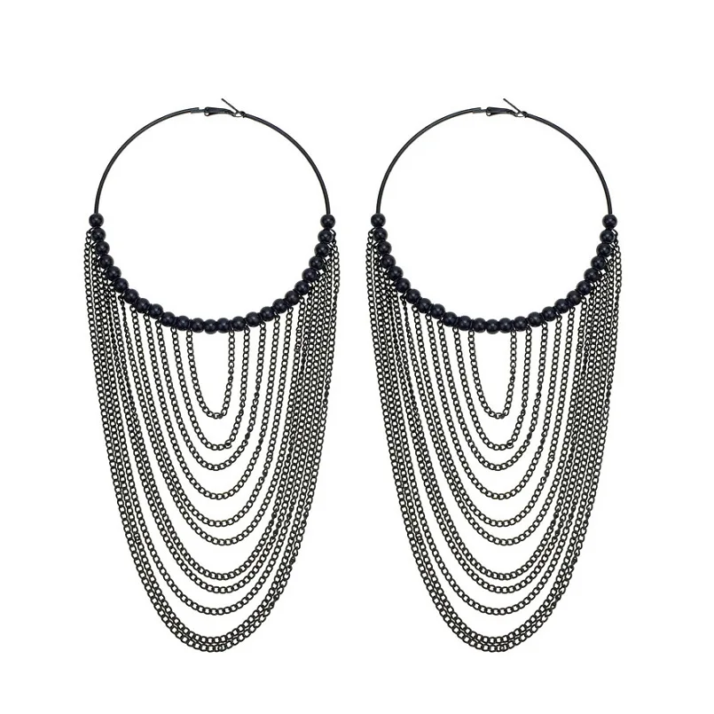MANILAI Fashion Circular Metal Long Tassel Earrings For Women Indian Jewelry Chain Dangle Earrings Gold Color Ball Pendientes - Image 2