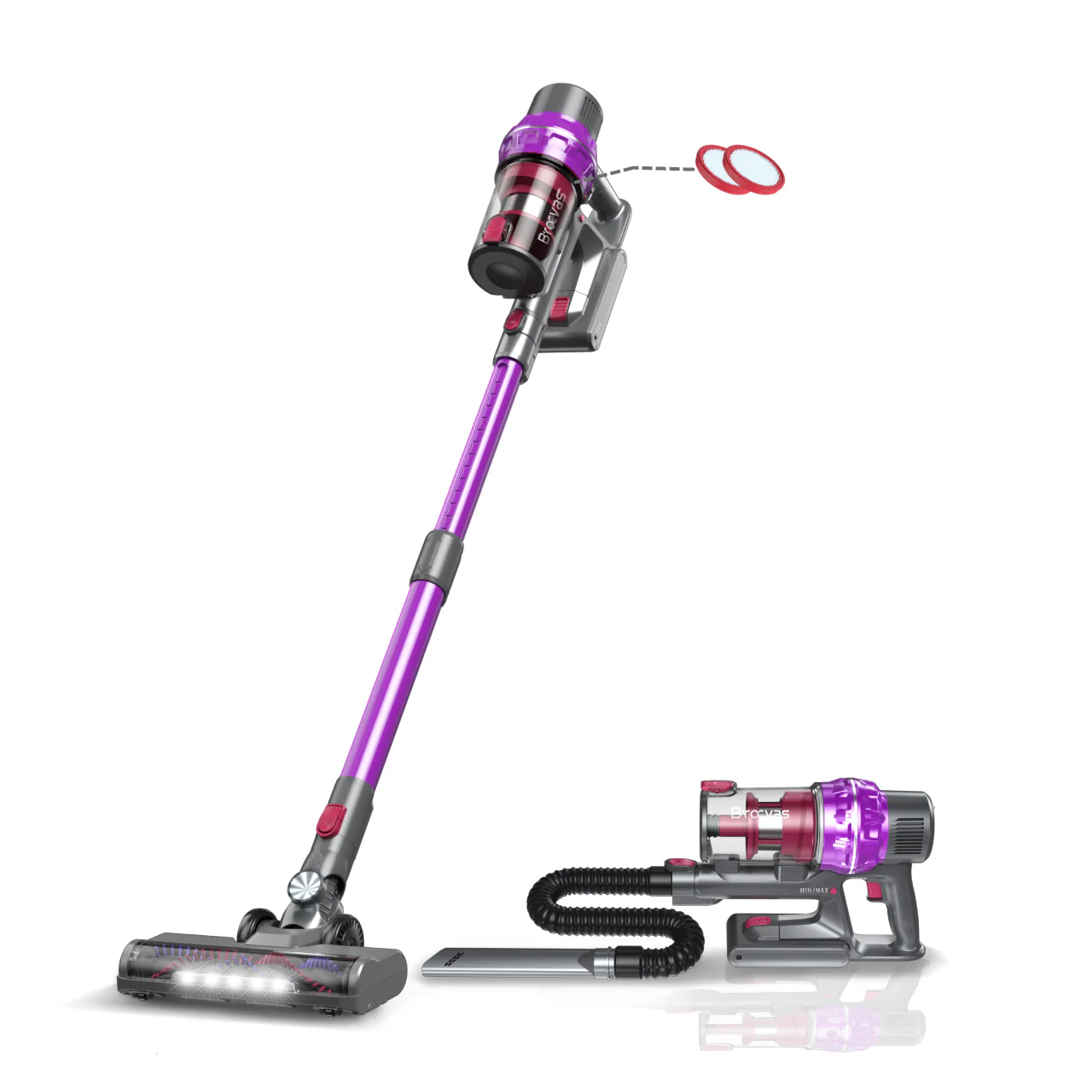 Manufacture Portable Two HEPA BLDC Wireless Vacuum Cleaner with telescopic tube