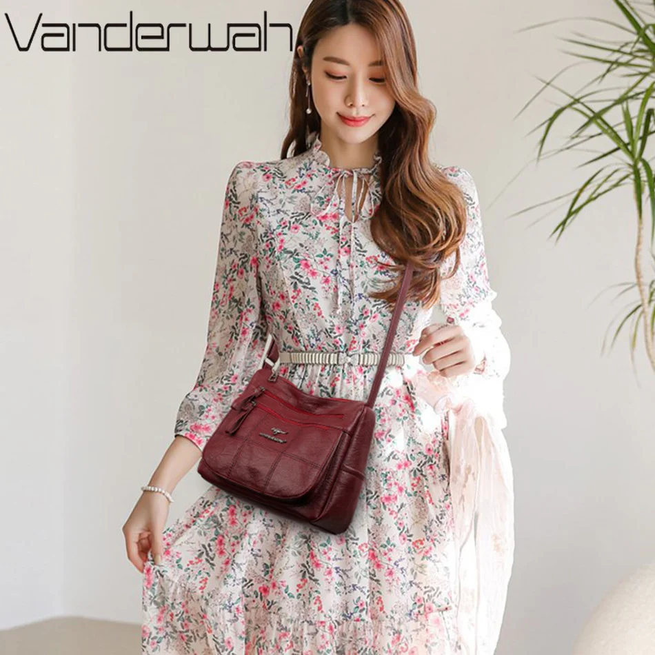 Many Pockets Shoulder Crossbody Bags for Women 2023 Brand Leather Ladies Designr Handbags Winter Style Messenger Bags Sac A Main - Image 13