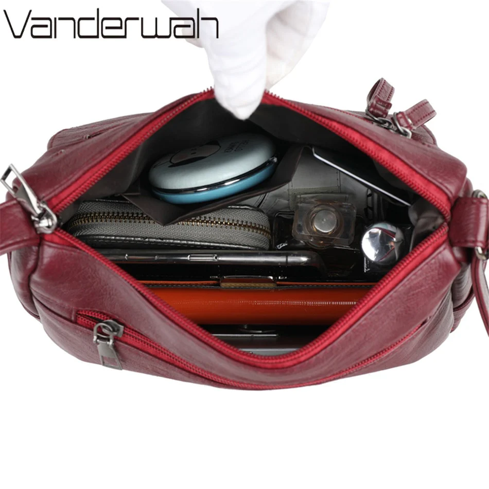 Many Pockets Shoulder Crossbody Bags for Women 2023 Brand Leather Ladies Designr Handbags Winter Style Messenger Bags Sac A Main - Image 14