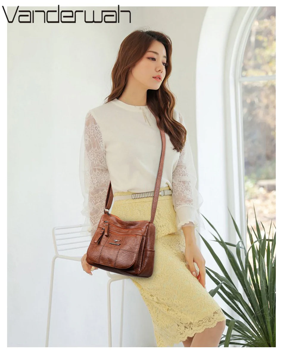 Many Pockets Shoulder Crossbody Bags for Women 2023 Brand Leather Ladies Designr Handbags Winter Style Messenger Bags Sac A Main - Image 15
