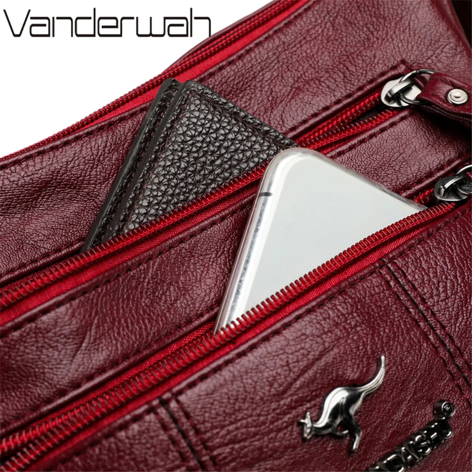 Many Pockets Shoulder Crossbody Bags for Women 2023 Brand Leather Ladies Designr Handbags Winter Style Messenger Bags Sac A Main - Image 16