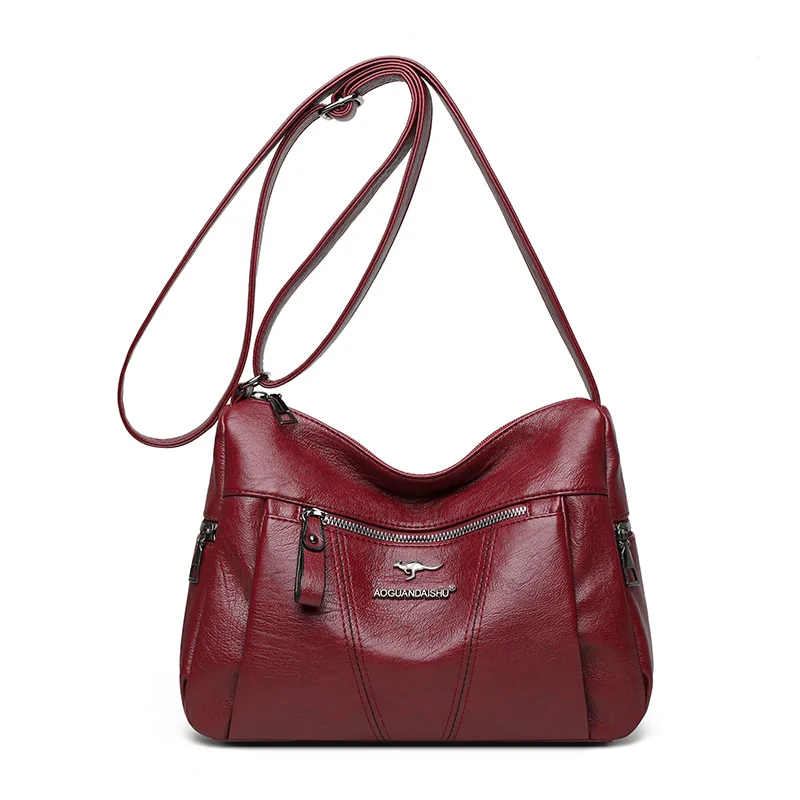 Many Pockets Shoulder Crossbody Bags for Women 2023 Brand Leather Ladies Designr Handbags Winter Style Messenger Bags Sac A Main - Image 2