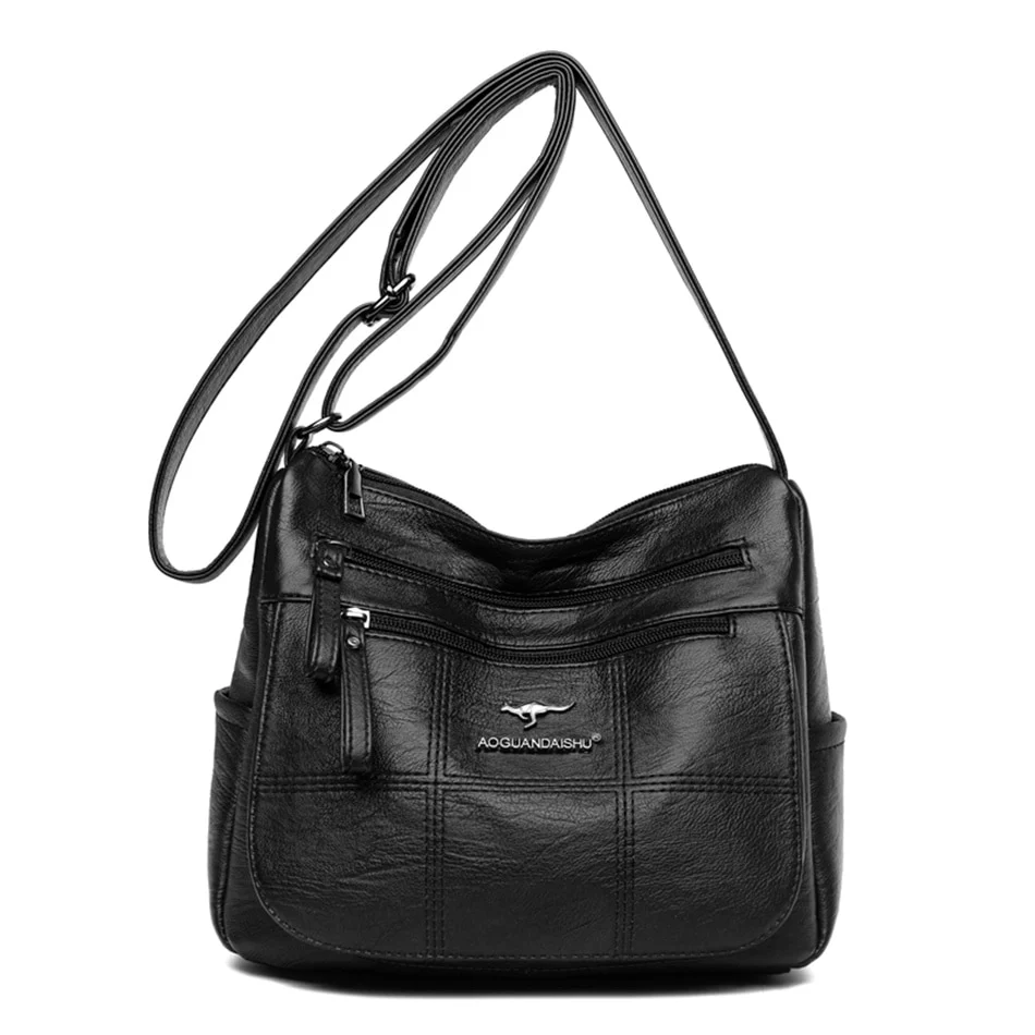 Many Pockets Shoulder Crossbody Bags for Women 2023 Brand Leather Ladies Designr Handbags Winter Style Messenger Bags Sac A Main - Image 3