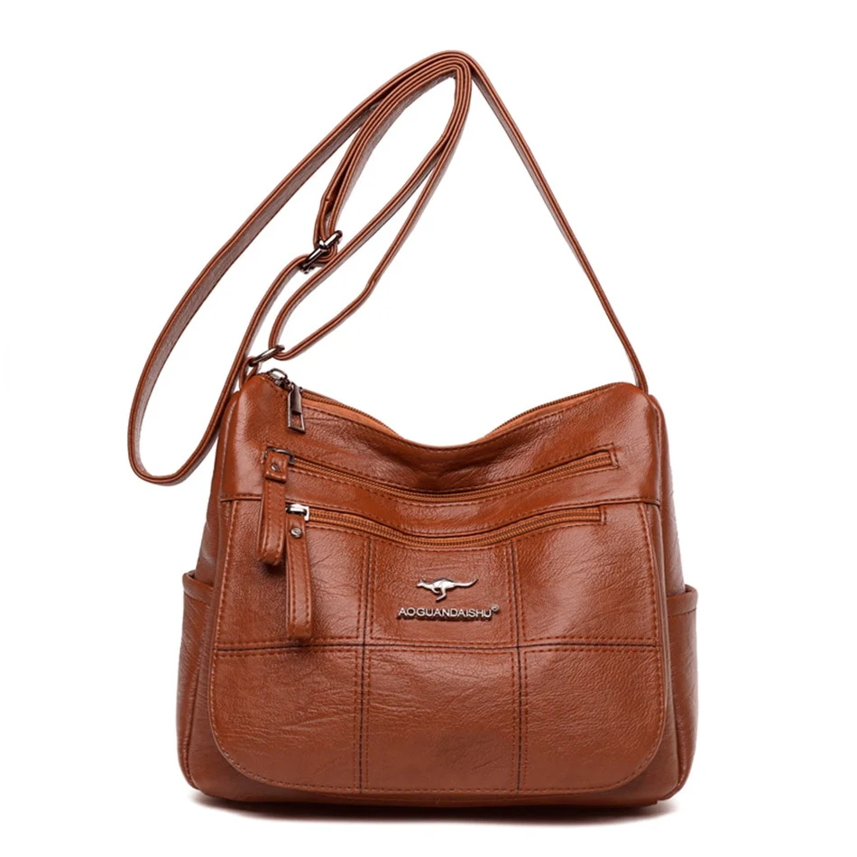 Many Pockets Shoulder Crossbody Bags for Women 2023 Brand Leather Ladies Designr Handbags Winter Style Messenger Bags Sac A Main - Image 4