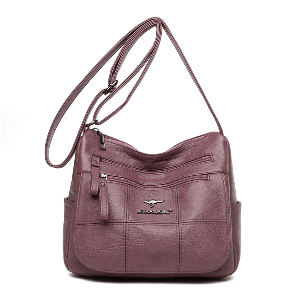Many Pockets Shoulder Crossbody Bags for Women 2023 Brand Leather Ladies Designr Handbags Winter Style Messenger Bags Sac A Main - Image 8