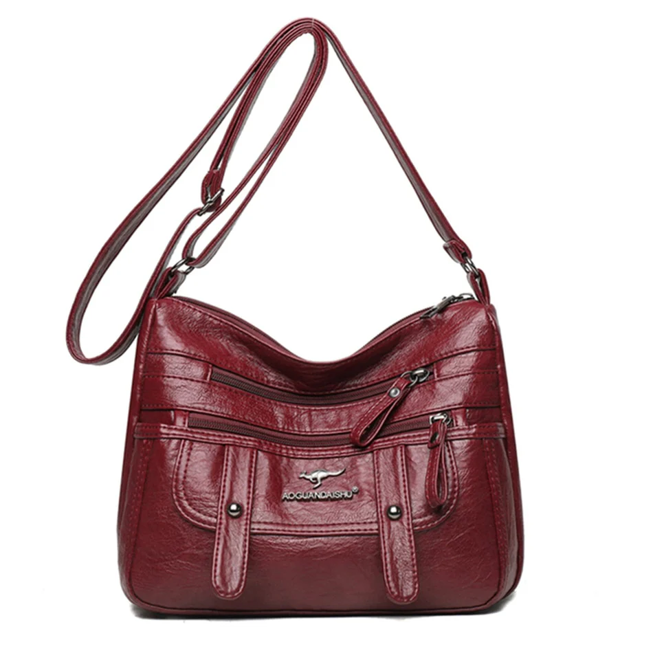 Many Pockets Shoulder Crossbody Bags for Women 2023 Brand Leather Ladies Designr Handbags Winter Style Messenger Bags Sac A Main - Image 9