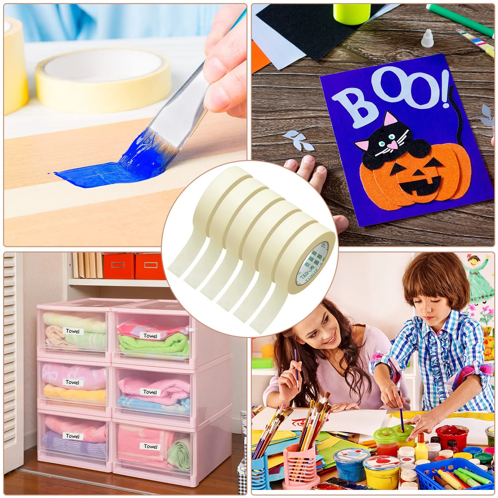 Masking Tape General Purpose Masking Tape 55 Yards Painting Tape for Painting Home Office School Stationery Arts Crafts Basic Use (30 Rolls, 0.8 Inch) - Image 2