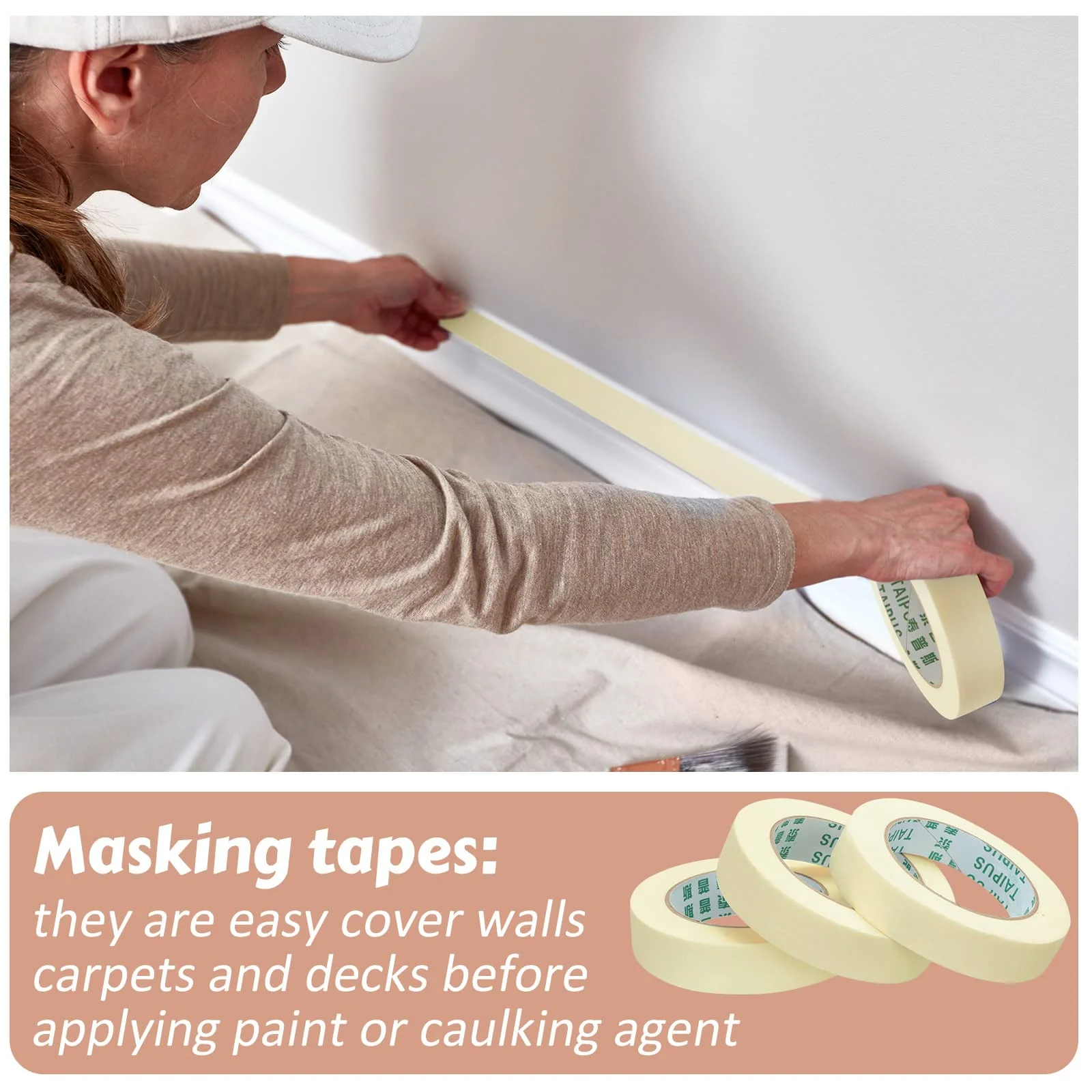 Masking Tape General Purpose Masking Tape 55 Yards Painting Tape for Painting Home Office School Stationery Arts Crafts Basic Use (30 Rolls, 0.8 Inch) - Image 4
