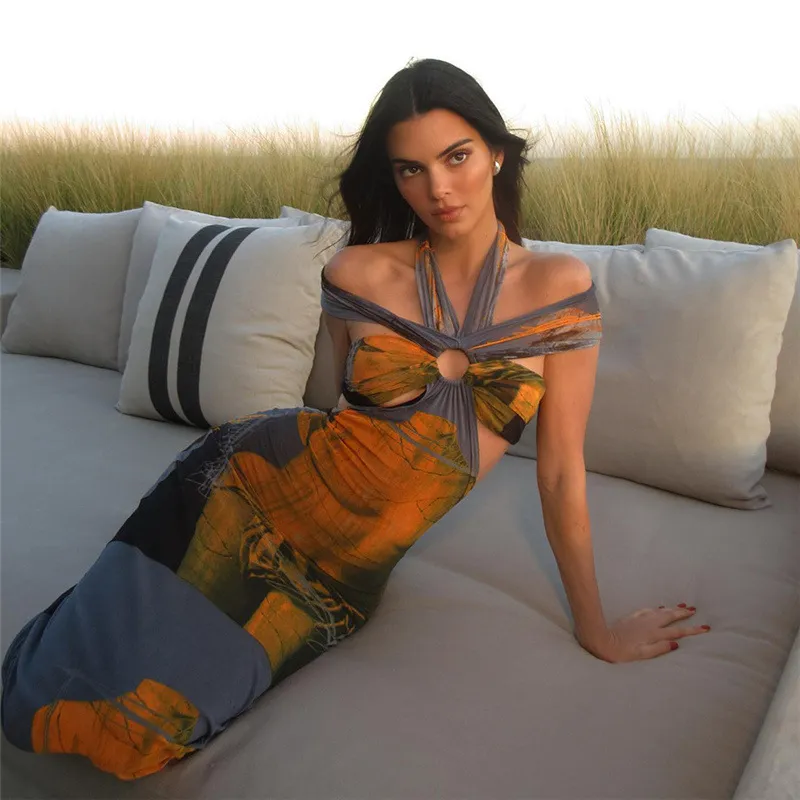 Maxi Halter Dress Elegant Sexy Fashion Bodycon 2023 Women Summer Holiday Clothes Elegant Luxury Long Casual Evening Dresses