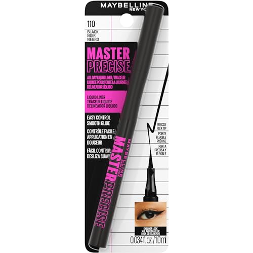 Maybelline New York Eyestudio Master Precise All Day Waterproof Liquid Eyeliner Makeup, Black, 1 Count - Image 3
