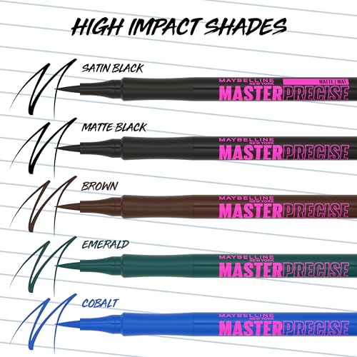Maybelline New York Eyestudio Master Precise All Day Waterproof Liquid Eyeliner Makeup, Black, 1 Count - Image 6
