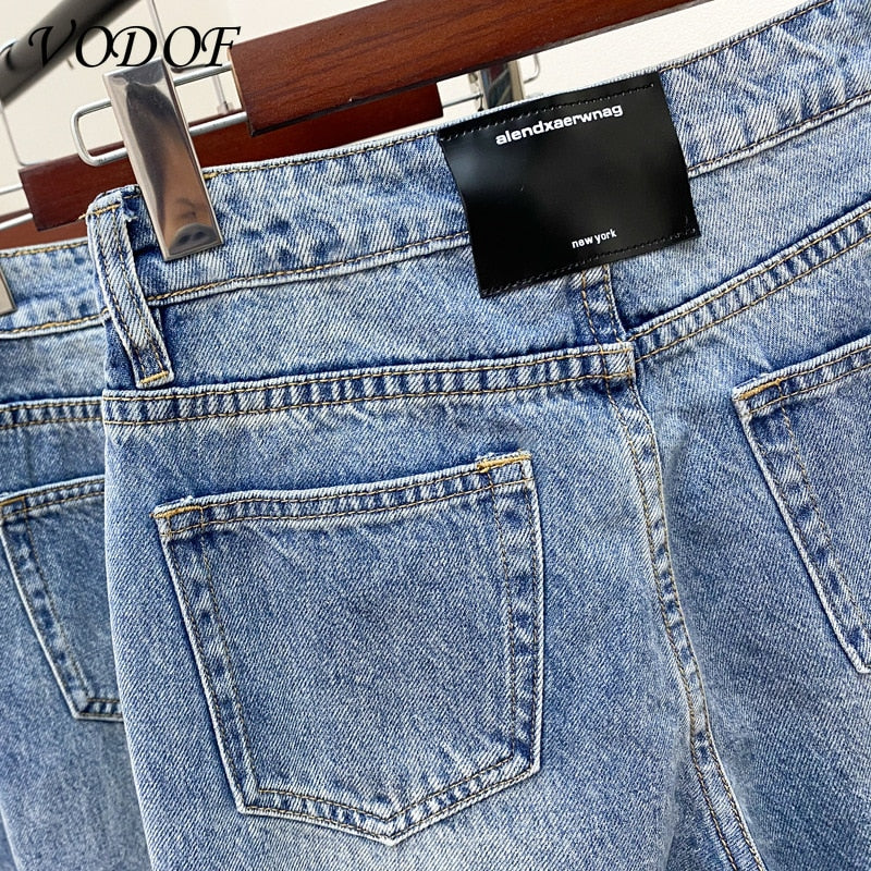 Mcefilee Straight Jeans Women Plus Size High Waisted Denim Pants Wide Leg Vintage Streetwear Full Length Trousers - Image 5