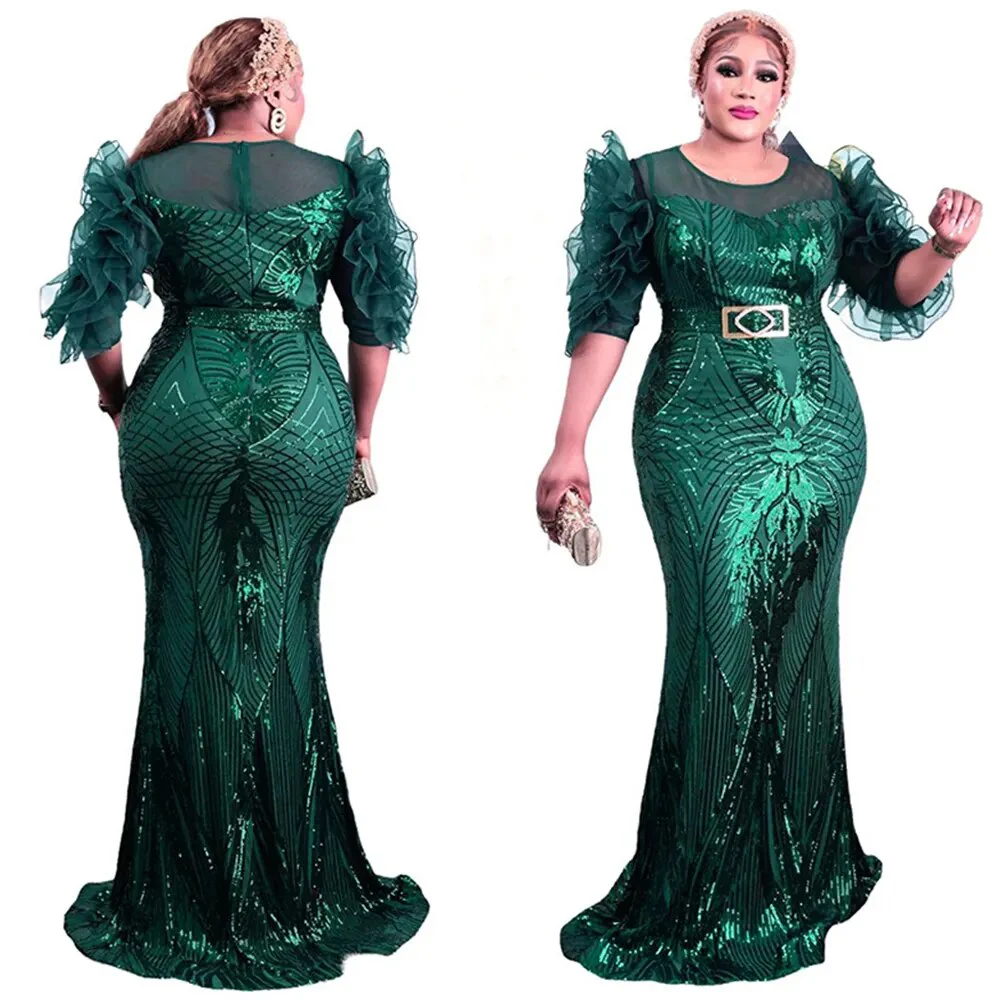 MD African Wedding Party Evening Gown Turkey Dresses For Women Luxury Sequin Bodycon Mermaid Dress Clothing Robe Africaine Femme - Image 8