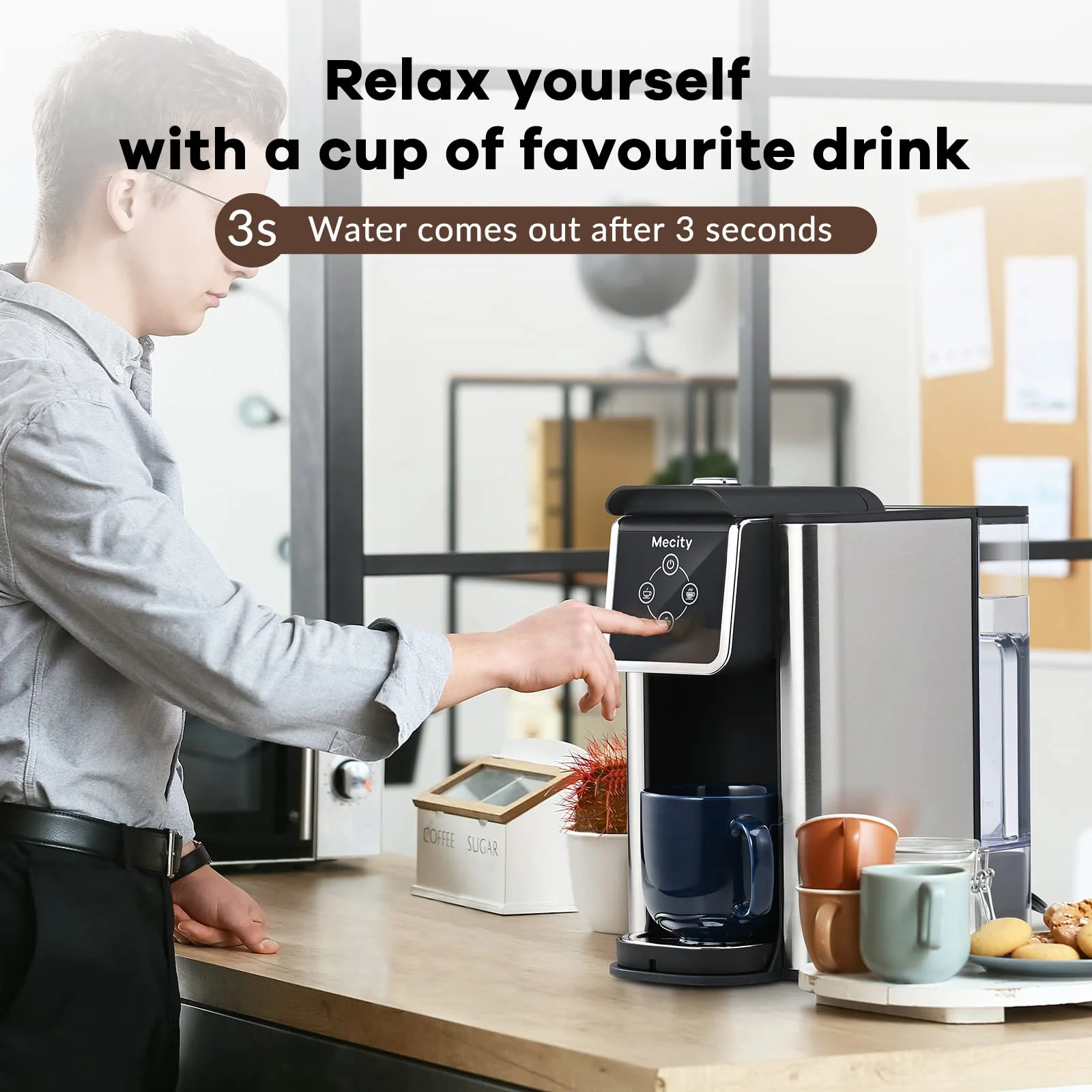 Mecity Coffee Maker 3-in-1 Single Serve Coffee Machine, Compatible with K-cup Coffee Capsule, Instant Coffee Brewer, Loose Tea maker, 6,8,10 Ounce Cup, Removable 50 Oz Water Reservoir, 120V 1150W - Image 5