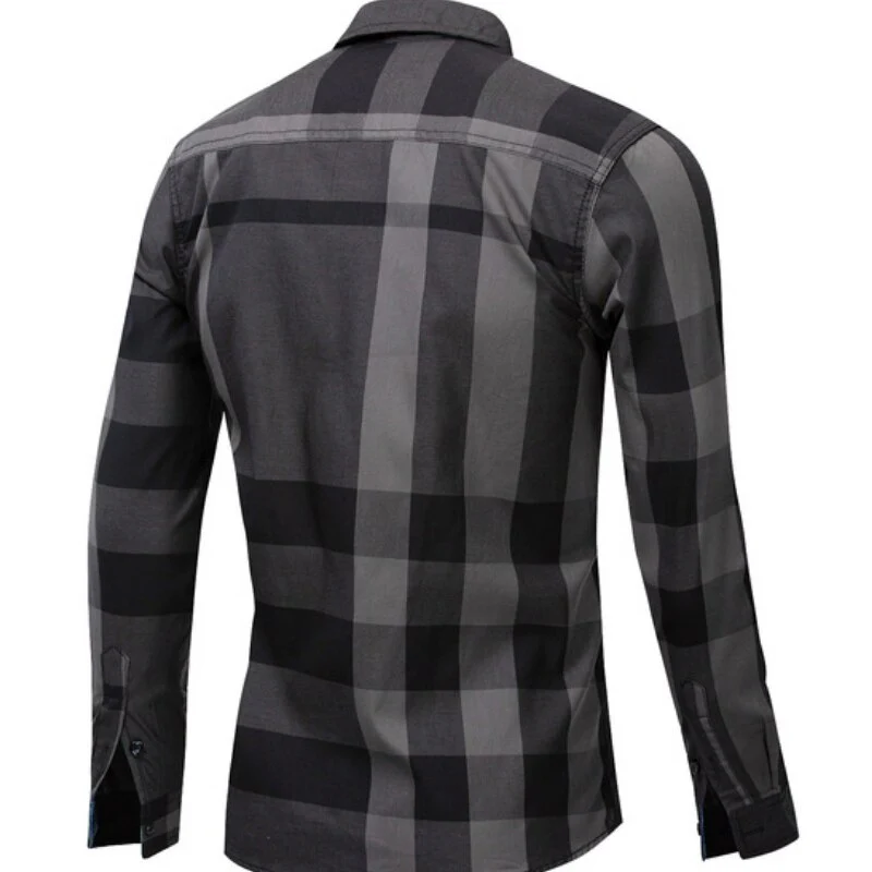 Men's Cotton Long Sleeve Plaid Shirt No Pocket Design Casual Standard-fit Large Size Shirts Men Clothing Autumn Spring MY471 - Image 4