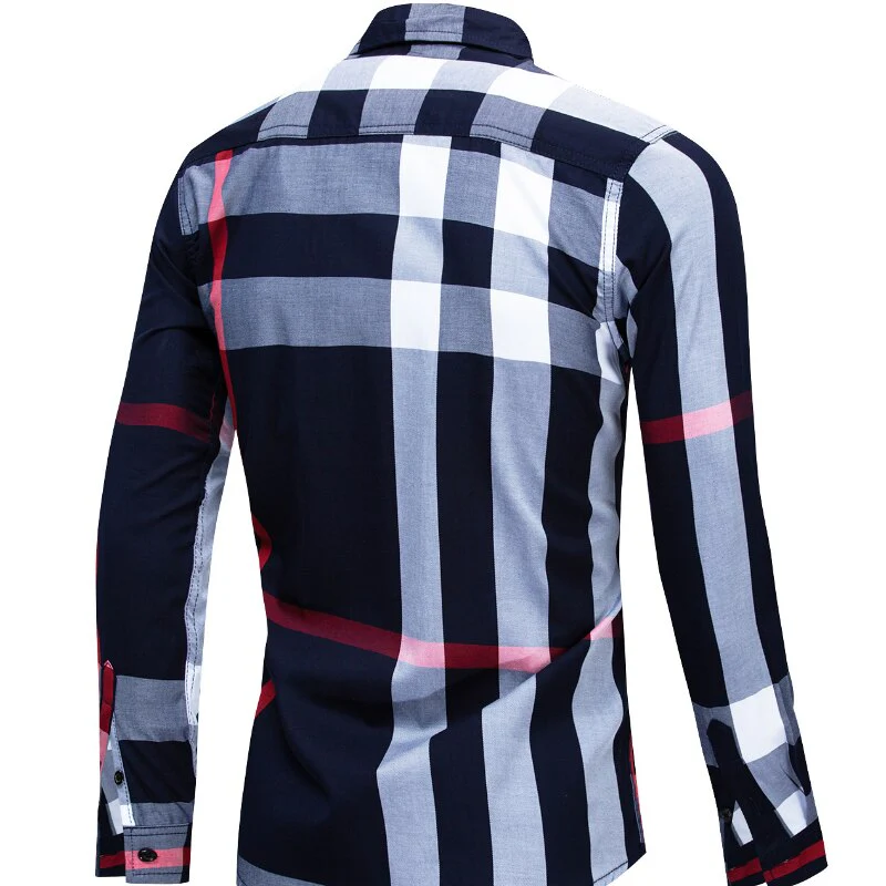 Men's Cotton Long Sleeve Plaid Shirt No Pocket Design Casual Standard-fit Large Size Shirts Men Clothing Autumn Spring MY471 - Image 6