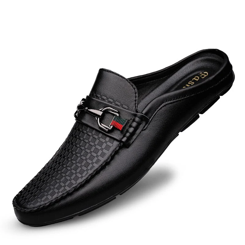 Men First Layer Cowhide Genuine Leather Mules Male Summer Fashion Casual Breathable Comfy Sandals Open Back Low-heel Slipper - Image 11