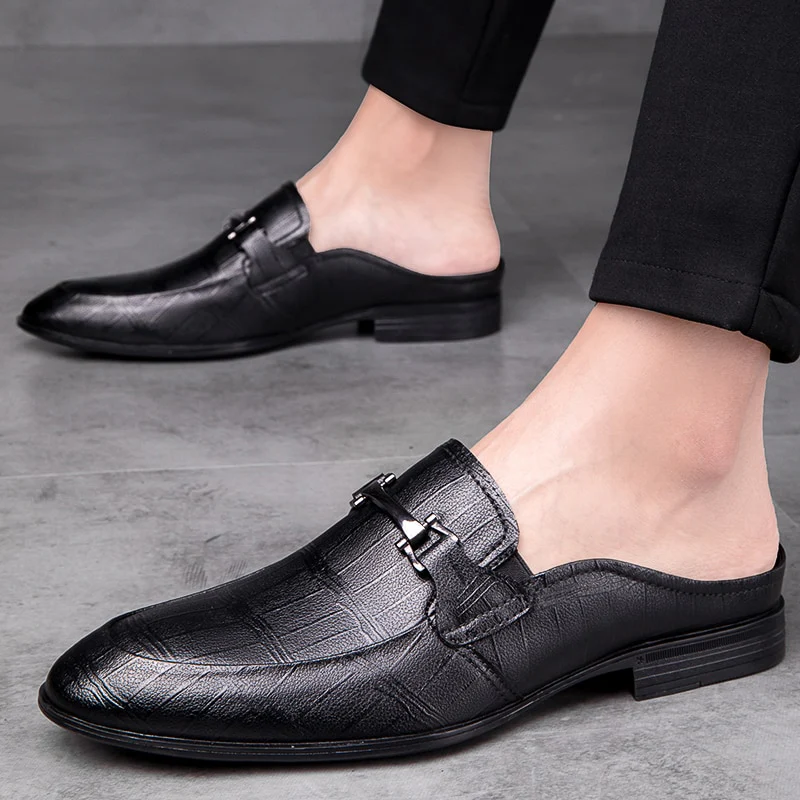 Men First Layer Cowhide Genuine Leather Mules Male Summer Fashion Casual Breathable Comfy Sandals Open Back Low-heel Slipper - Image 12
