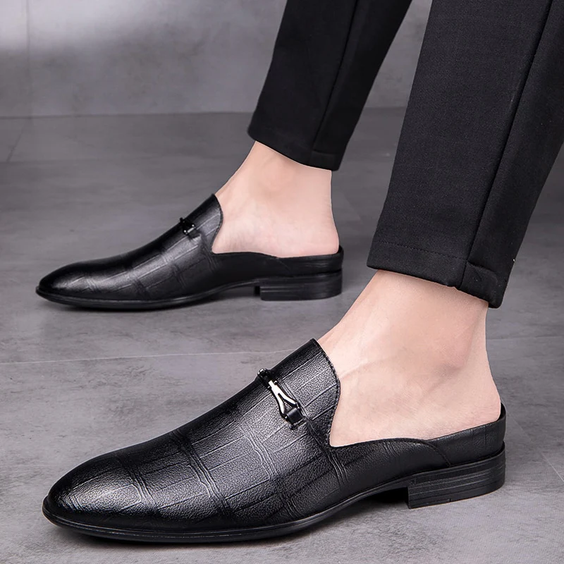 Men First Layer Cowhide Genuine Leather Mules Male Summer Fashion Casual Breathable Comfy Sandals Open Back Low-heel Slipper - Image 13