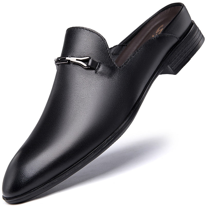 Men First Layer Cowhide Genuine Leather Mules Male Summer Fashion Casual Breathable Comfy Sandals Open Back Low-heel Slipper - Image 6