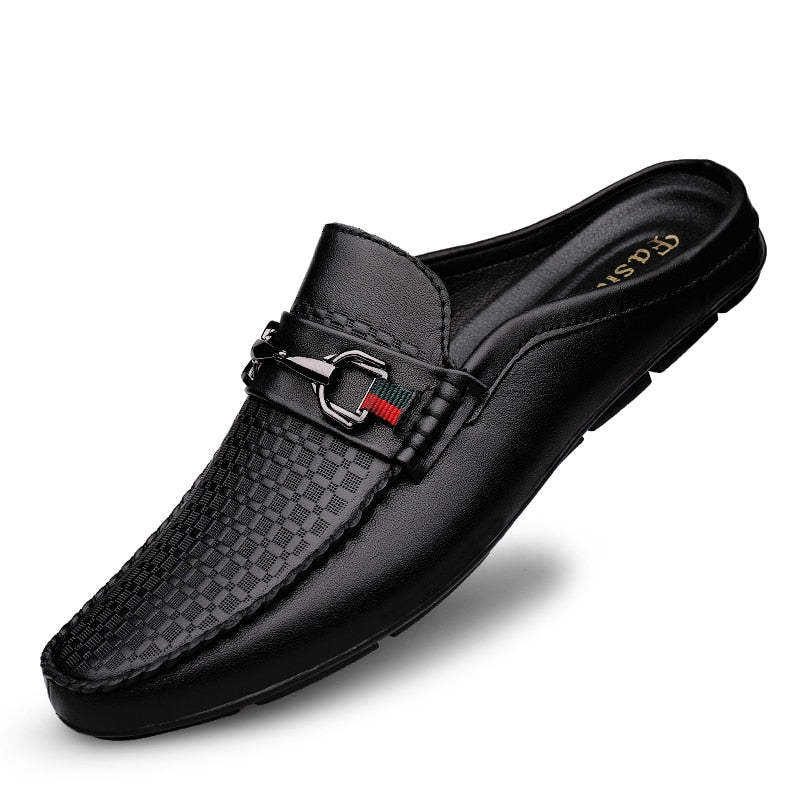 Men First Layer Cowhide Genuine Leather Mules Male Summer Fashion Casual Breathable Comfy Sandals Open Back Low-heel Slipper - Image 7